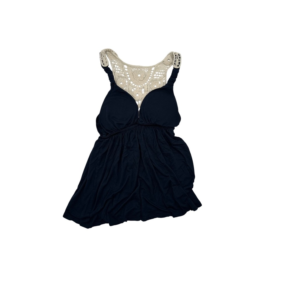 Pink Republic Navy Blue Crochet Lace Back Babydoll Top Sleeveless Small